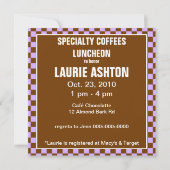 Kaffee-Mittagessen-Brautparty-Einladung Einladung (Rückseite)