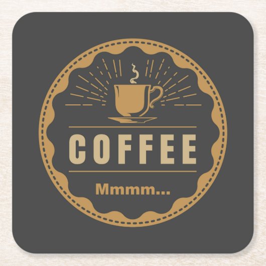KAFFEE, Mmmm... Rechteckiger Pappuntersetzer (Vorderseite)