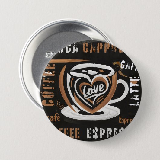 Kaffee Mocca Cappucino Esspreso Cafe'Latte Button (Vorne & Hinten)