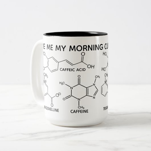 Kaffee Molecules Morning Cup O' Chemicals Custom Zweifarbige Tasse (Vorderseite Links)