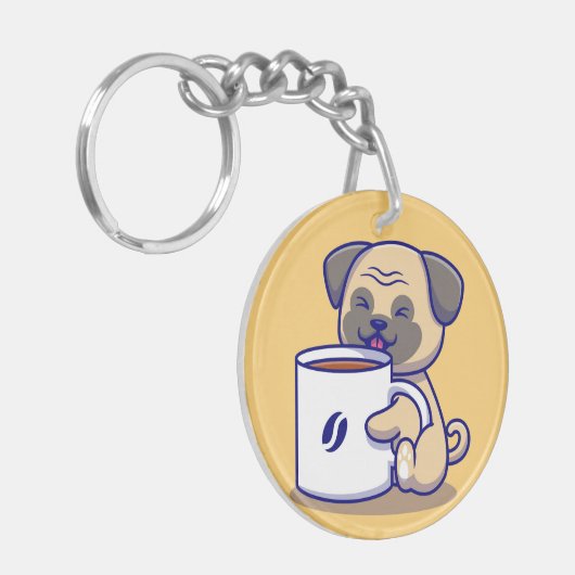 Kaffee-Mops Schlüsselanhänger (Vorderseite links)