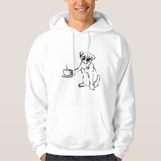 Kaffee Mops Schwarz-Weiß-Möpsen Hoodie (Vorderseite)