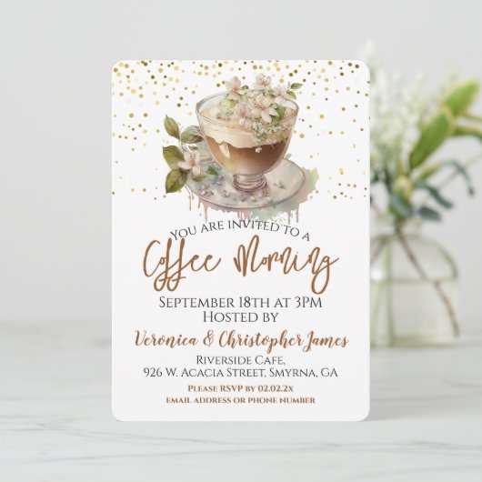 Kaffee Morgens Einladung (Stehend Vorderseite)