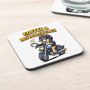 Kaffee & Motorräder Hund Biker Kunstwerk Getränkeuntersetzer