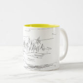 Kaffee, nachdenklich auf einem Felsen Zweifarbige Tasse (VorderseiteRechts)