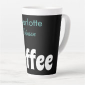Kaffee | Name Stilistische Aquamarine Typografie Milchtasse (Rechte Ecke)