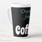 Kaffee | Name Stilistische Aquamarine Typografie Milchtasse (Linke Ecke)