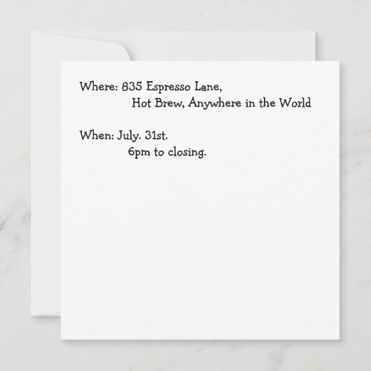 Kaffee Nectar der Götter! Einladung (Rückseite)