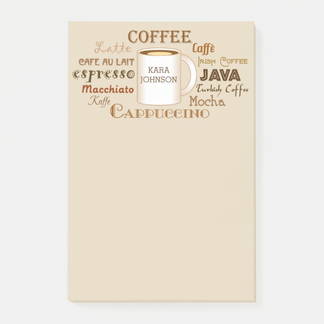Kaffee nennt personalisierte post-it klebezettel (Vorderseite)