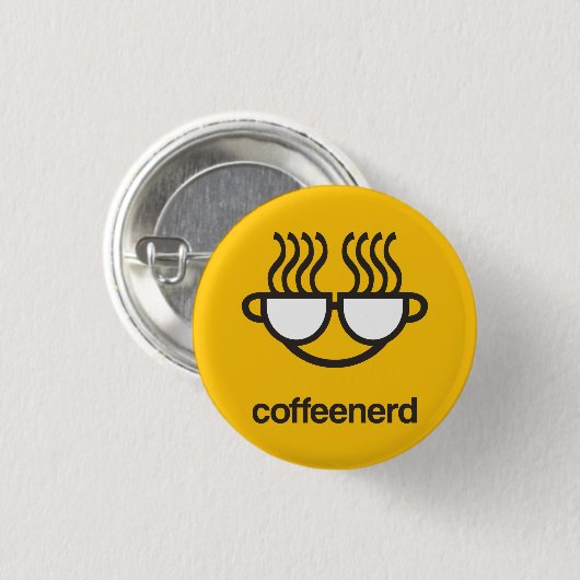 Kaffee-Nerdgelb Knopf-Button Button (Vorne & Hinten)