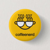 Kaffee-Nerdgelb Knopf-Button Button (Vorderseite)