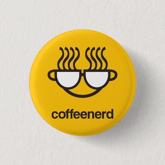 Kaffee-Nerdgelb Knopf-Button Button (Vorderseite)