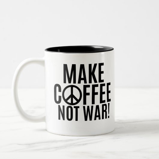 Kaffee nicht Krieg machen Zweifarbige Tasse (Links)