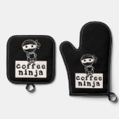 Kaffee Ninja Ofenhandschuh & Topflappen-Set (Vorderseite)
