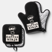Kaffee Ninja Ofenhandschuh & Topflappen-Set (Vorderseite/Rückseite)