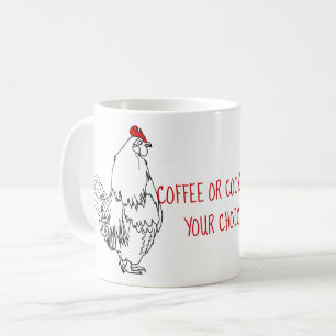 Kaffee oder Cockerel Funny Zitat-Liste Zeichnend Kaffeetasse