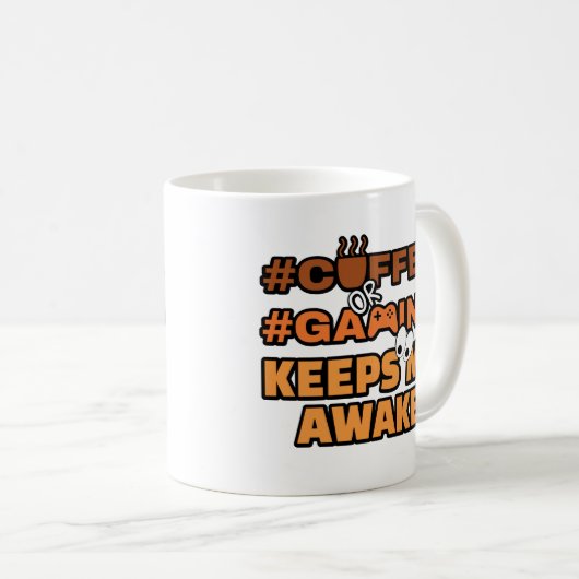Kaffee oder Gaming-Zitat Kaffeetasse (VorderseiteRechts)