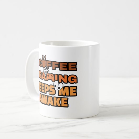 Kaffee oder Gaming-Zitat Kaffeetasse (Vorderseite Links)