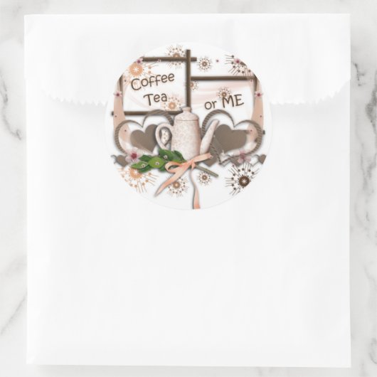 Kaffee oder ich runder aufkleber (Tasche)