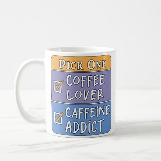 Kaffee oder Koffein Kaffeetasse (Links)