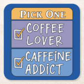 Kaffee oder Koffein Rechteckiger Pappuntersetzer (Vorderseite)
