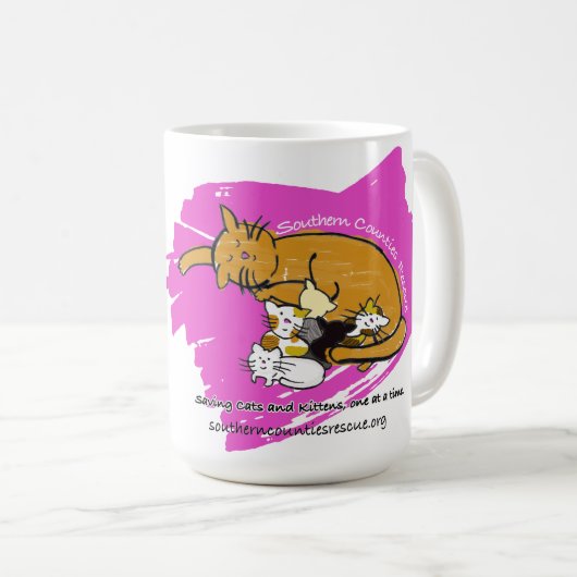 Kaffee oder Reise-Tasse (rosa Kitty-Logo) Kaffeetasse (VorderseiteRechts)
