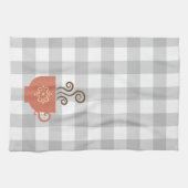 Kaffee oder Tee Cup auf Gray Buffalo Kariert Geschirrtuch (Horizontal)