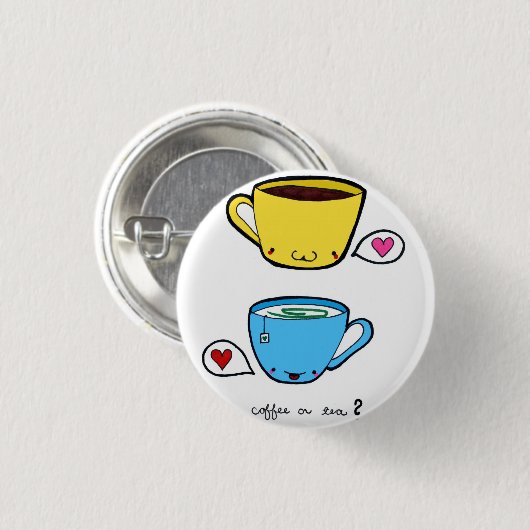Kaffee-oder Tee-Knopf Button (Vorne & Hinten)