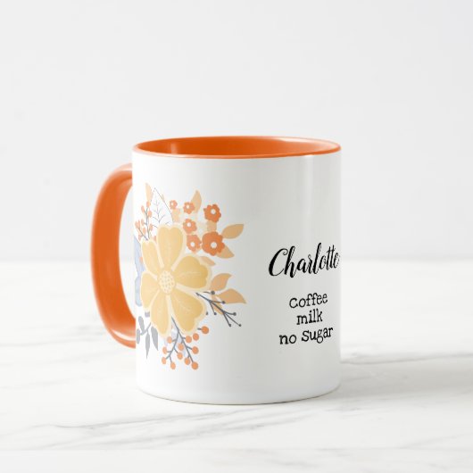 Kaffee oder Tee My Way Orange Gray Blume Tasse (Vorderseite Links)