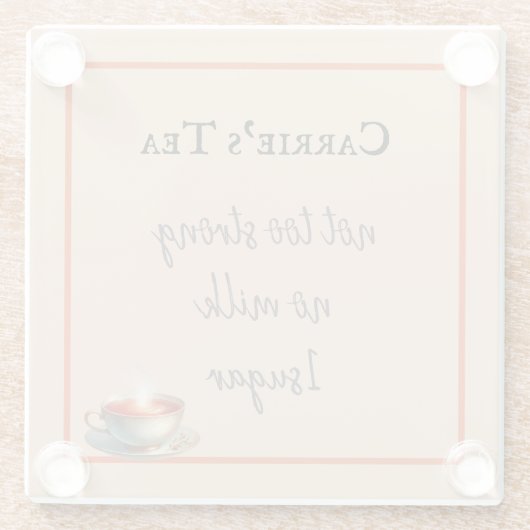 Kaffee oder Tee-Präferenztasse Tee Anpassen Glasuntersetzer (Rückseite)