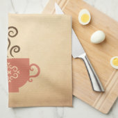 Kaffee- oder Teebecher auf dem Hintergrund des ält Geschirrtuch (Viertel Falte)