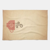 Kaffee- oder Teebecher auf dem Hintergrund des ält Geschirrtuch (Horizontal)