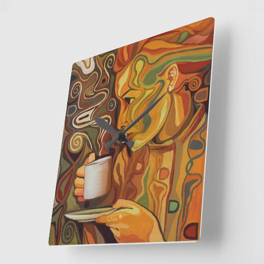 Kaffee- oder Teewall-Uhr Quadratische Wanduhr (Winkel)