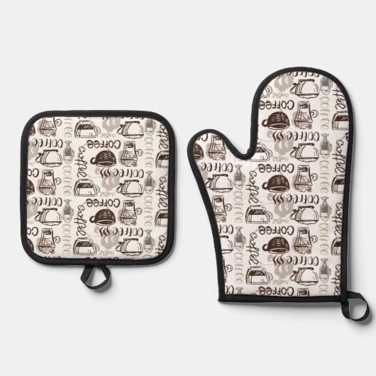Kaffee Ofenhandschuh & Topflappen-Set (Vorderseite)