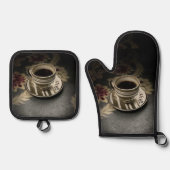 Kaffee Ofenhandschuh & Topflappen-Set (Vorderseite)