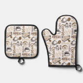 Kaffee Ofenhandschuh & Topflappen-Set (Vorderseite)