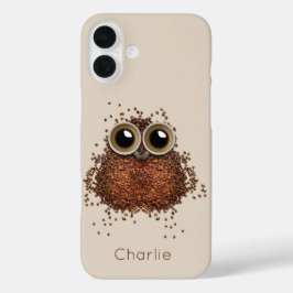 Kaffee Owl individuelle Name Gehäuse iPhone 16 Plus Hülle