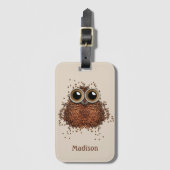 Kaffee Owl individuelle Name Gepäckanhänger (Vorderseite Vertikal)