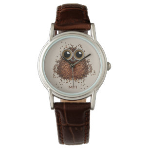 Kaffee Owl Uhren für Monogramm