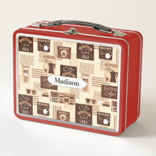 Kaffee Pattern individuelle Name Lunch Boxen