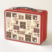 Kaffee Pattern individuelle Name Lunch Boxen (Rückseite)