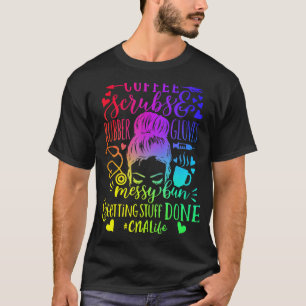 Kaffee Peeling Gummihandschuhe Unordentlicher Knot T-Shirt
