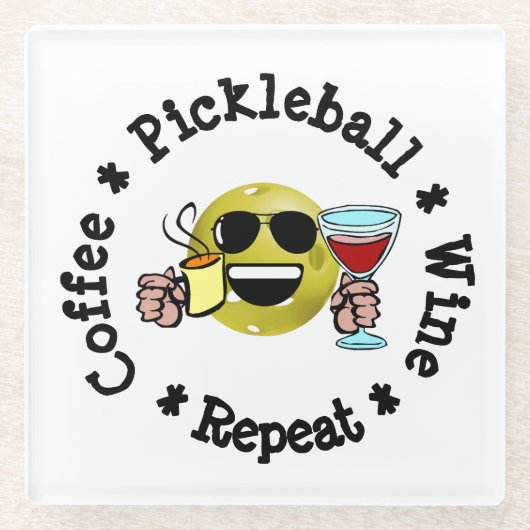 Kaffee, Pickleball, Wein, Pickleball Addict wieder Glasuntersetzer (Vorderseite)