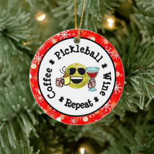 Kaffee, Pickleball, Wein, Pickleball Addict wieder Keramik Ornament