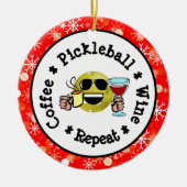 Kaffee, Pickleball, Wein, Pickleball Addict wieder Keramik Ornament (Vorne)
