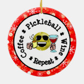Kaffee, Pickleball, Wein, Pickleball Addict wieder Keramik Ornament (Hinten)