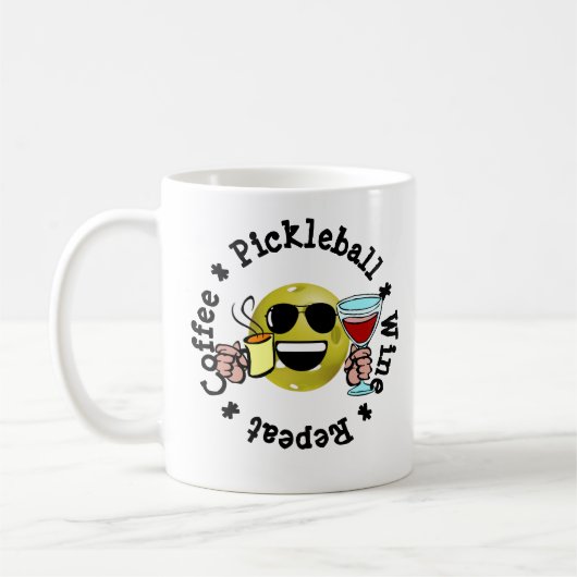 Kaffee, Pickleball, Wein, Wiederholung Funny Pickl Kaffeetasse (Links)