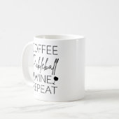 Kaffee Pickleball Wein Wiederholung Kaffeetasse (Vorderseite Links)