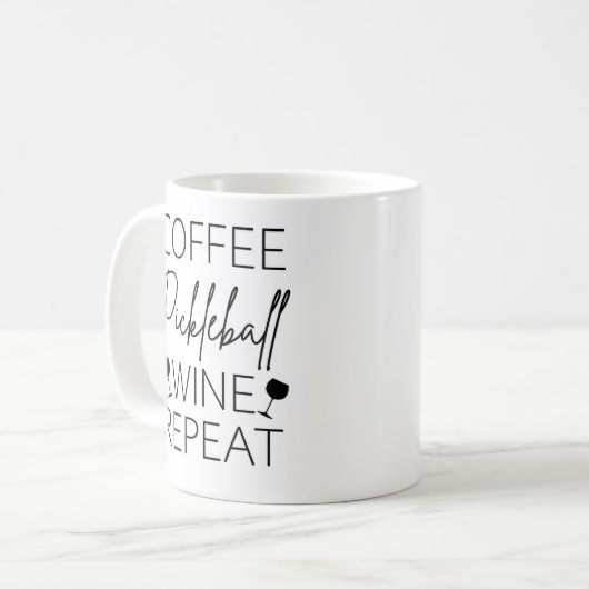 Kaffee Pickleball Wein Wiederholung Kaffeetasse (Vorderseite Links)