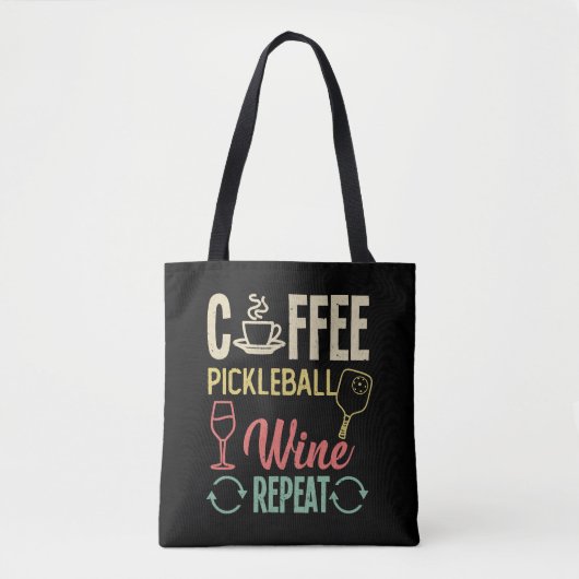 Kaffee Pickleball Wein Wiederholung Tasche (Vorderseite)